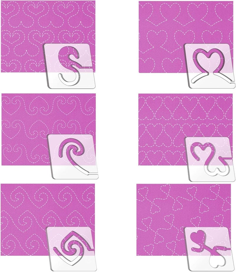 Kapyoo Free Motion Quilting Templates Set Quilting Rulers and Templates Quilting Templates for Machine Quilting Quilting Supplies Quilting Design with 32Pcs Non-Slip Grips (Heart Shaped A&B V2) - Image 1